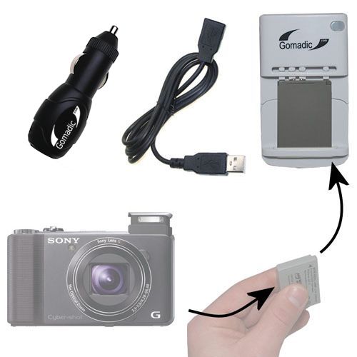 Lithium Battery Fast Charger compatible with the Sony Cyber-shot DSC-HX7V