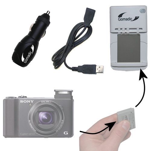 Lithium Battery Fast Charger compatible with the Sony Cyber-shot DSC-HX9V