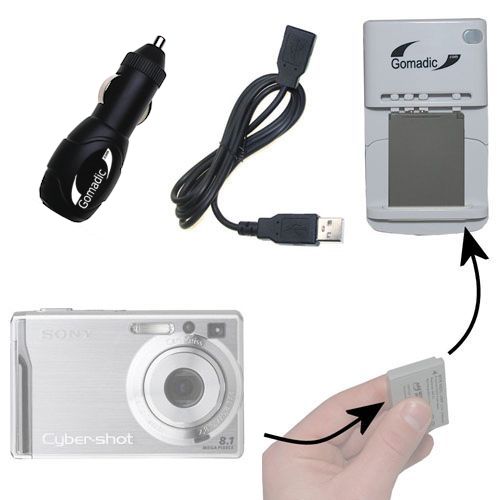Lithium Battery Fast Charger compatible with the Sony Cyber-shot DSC-W90
